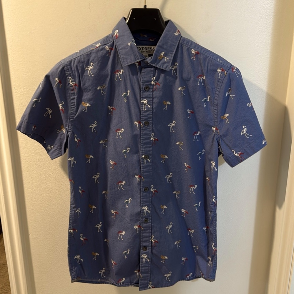 Flamingo print shirt, size S